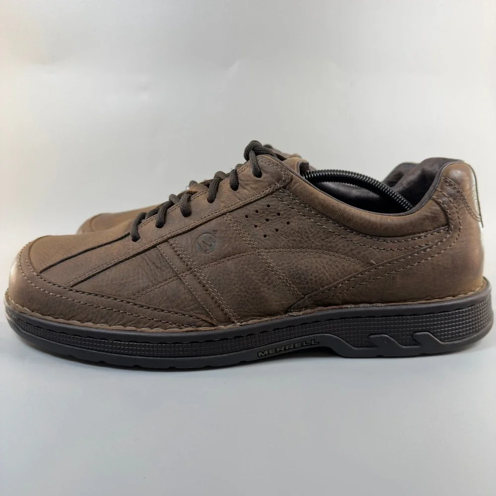 Merrell World Era Mens 14 Casual Oxfords Dark‎ Earth Brown Black Lace Up Leather